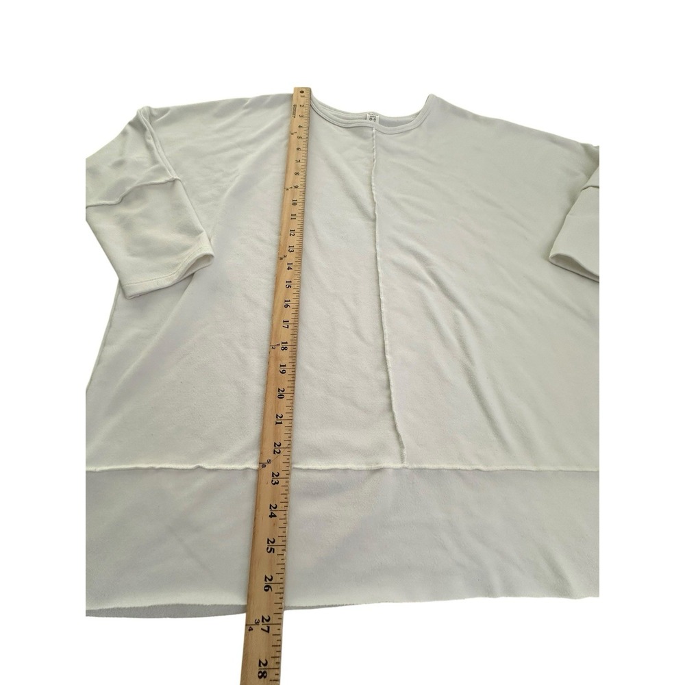 Spanx Sweatshirt Womens Medium White Crew Neck 3/4 Sleeve Gym Inside Out #V3-1 - Picture 7 of 9